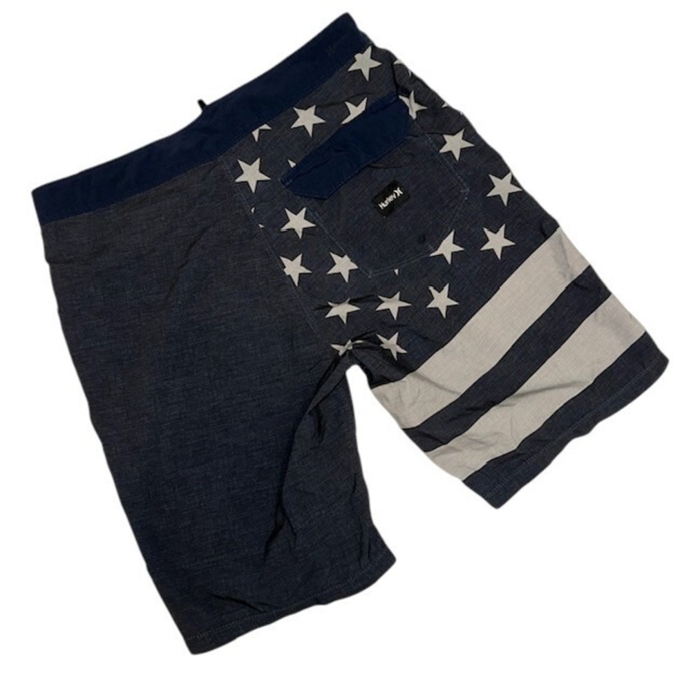 Men's Hurley Phantom Board Shorts Size 29 Gotham Grey Charcoal Patriot USA Flag - Picture 11 of 14